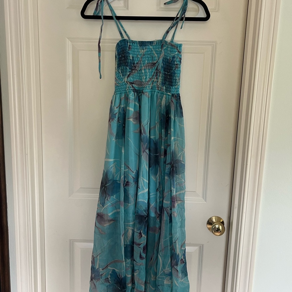 Blue Floral Midi Dress